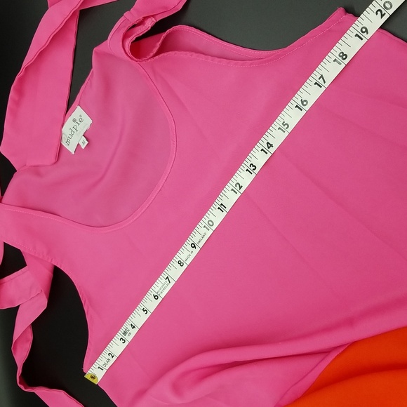 Mud Pie Medium Pink and Orange Shoulder Tie Swimsuit Cover Up Dress - Picture 9 of 9